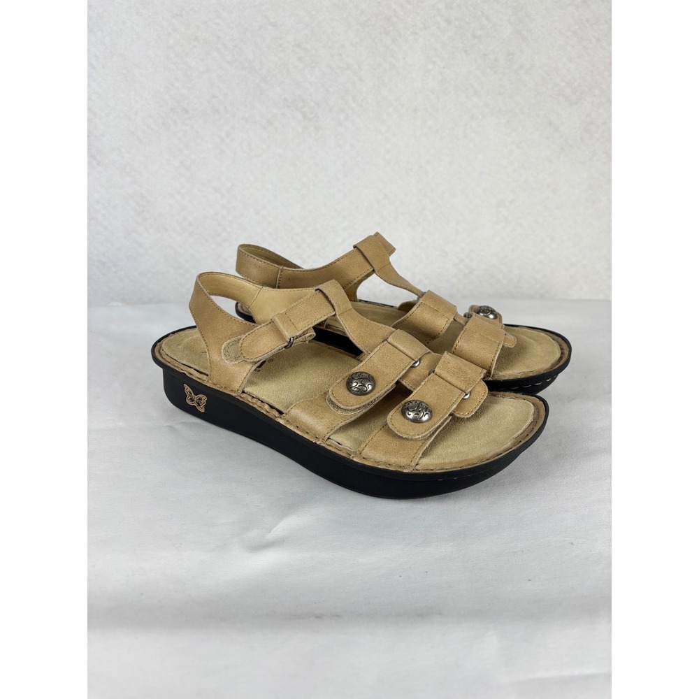 Alegria Kleo Leather Gladiator Sandals Size 40 Comfort Rocker Sole Tan Tan